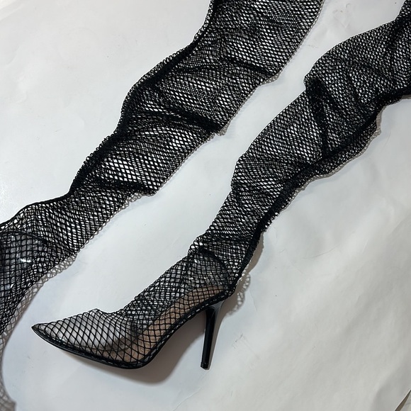 Fashion to Figure 9 Obsidian Thigh-High Fishnet Stocking Boots - Nadia X FTF - Picture 10 of 16
